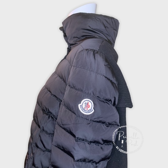 Moncler Black Mixed Media Down Puffer Wool Panel - Picture 9 of 16